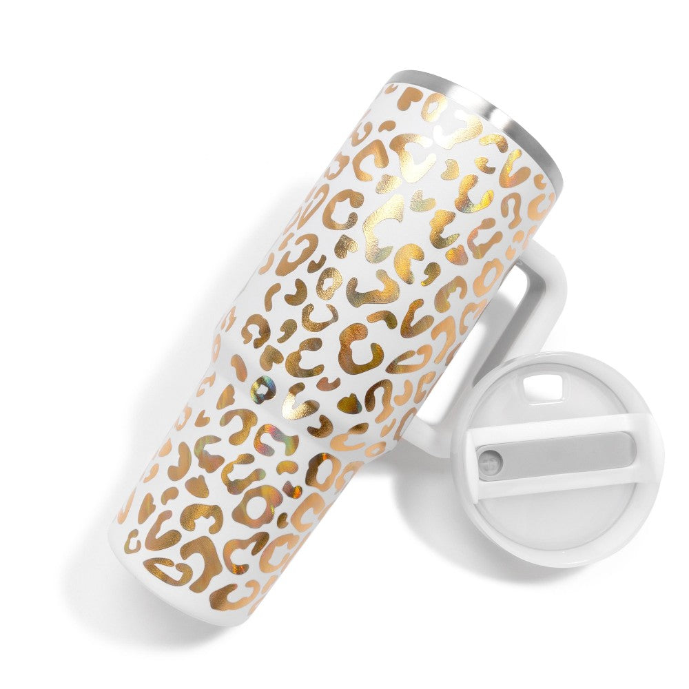 Holographic Leopard Print 40oz Tumbler W/ Handle