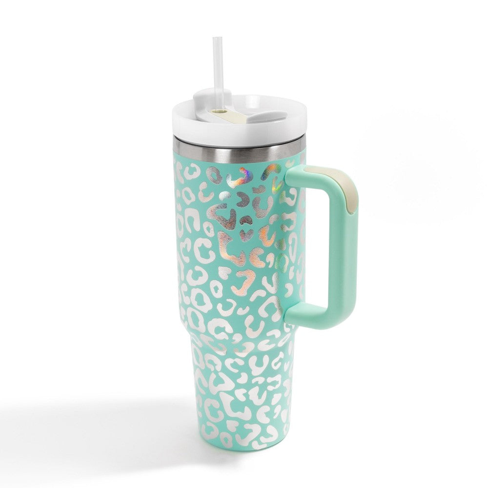 Holographic Leopard Print 40oz Tumbler W/ Handle