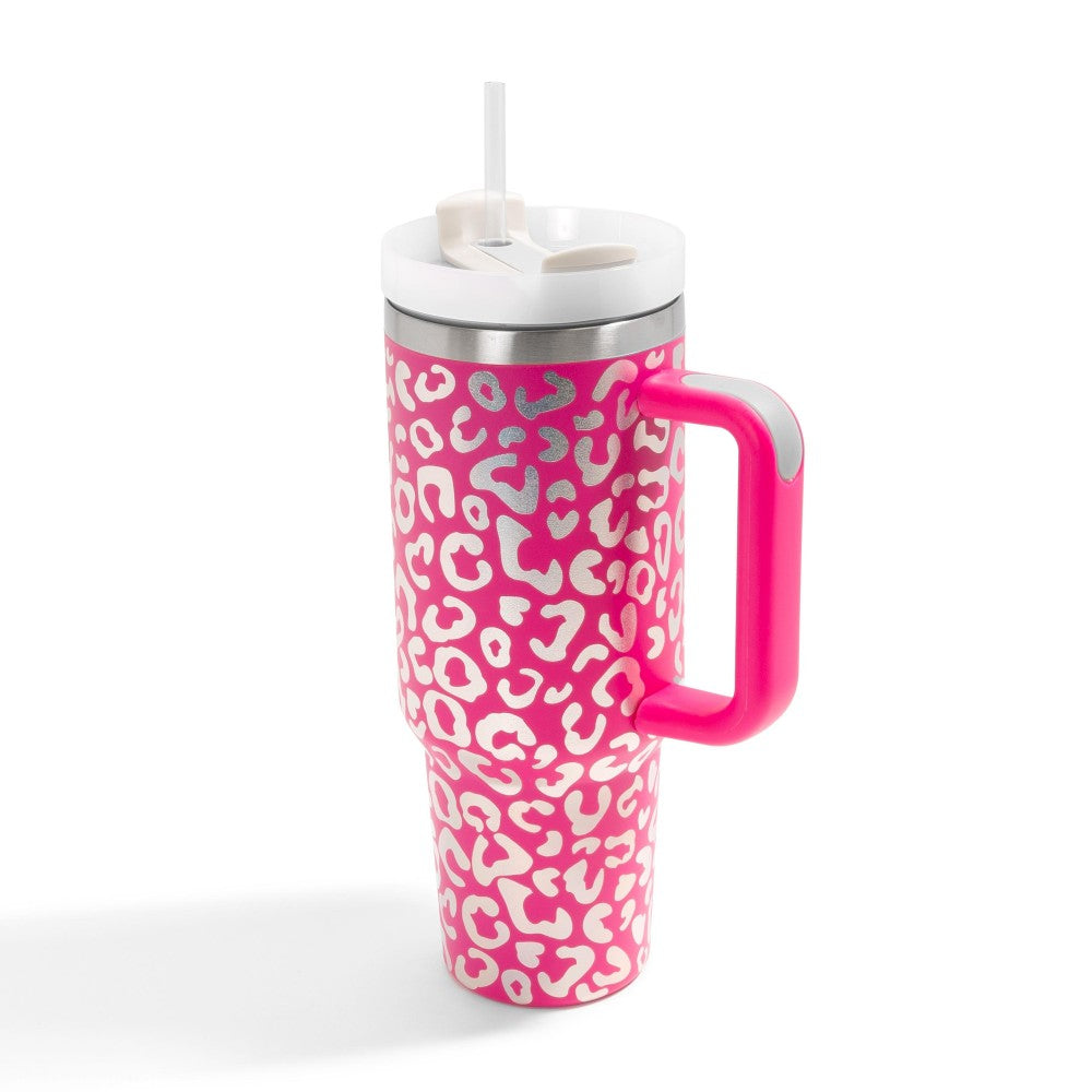 Holographic Leopard Print 40oz Tumbler W/ Handle