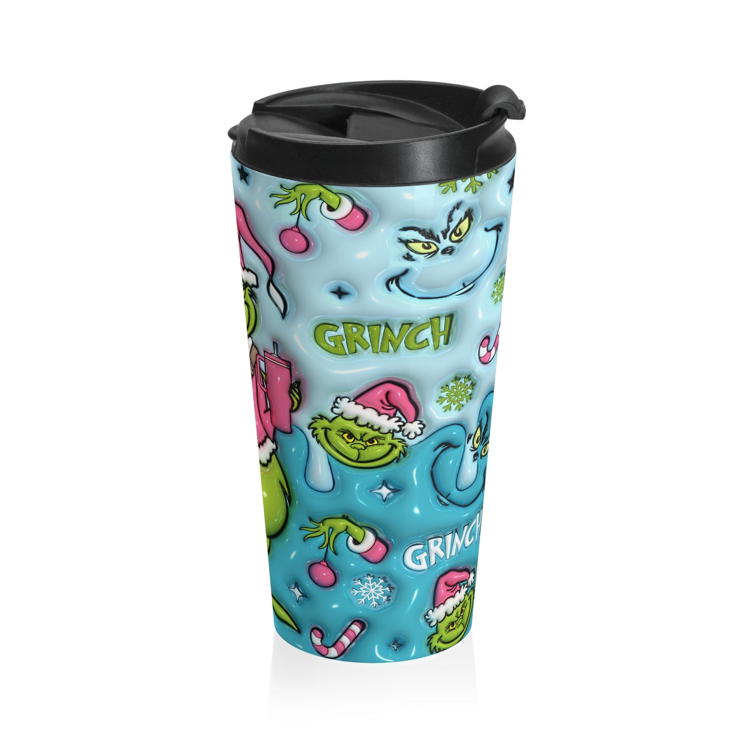 3D Effect Grinch Christmas Stainless Steel Travel Mug