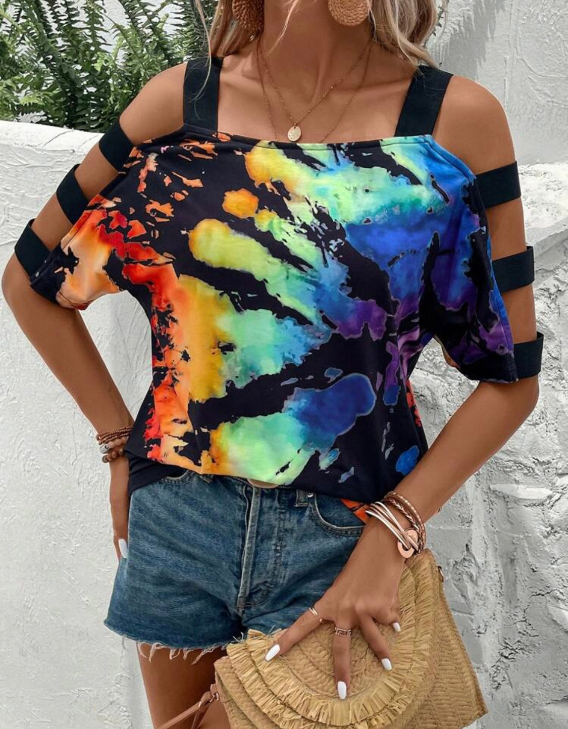 Tie Dye Bliss Cold Shoulder Top