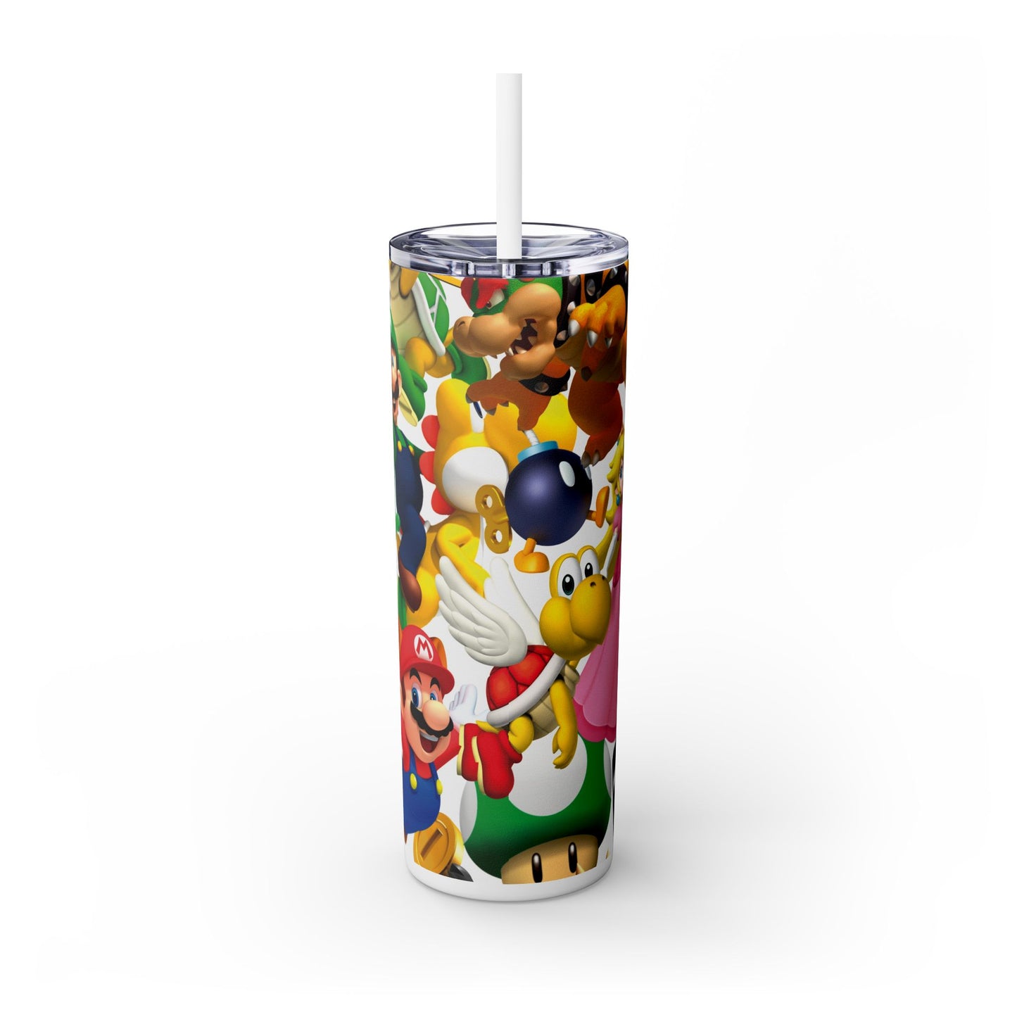 Mari0 Skinny Tumbler with Straw, 20oz