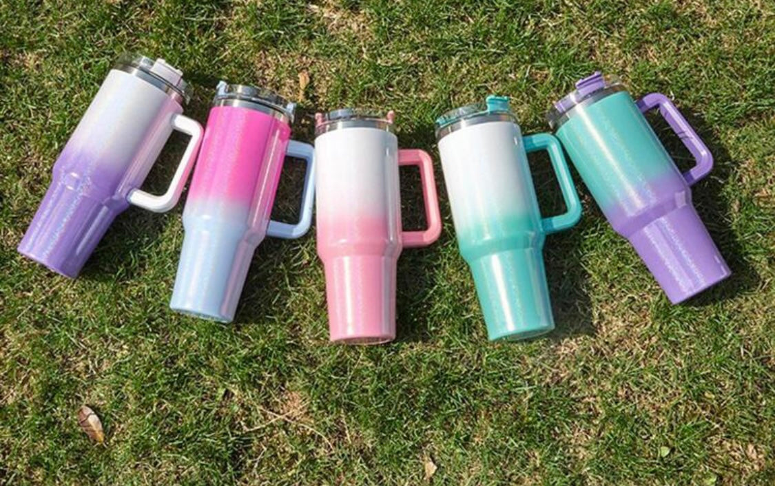 Metallic & Ombre 40oz Tumbler W/ Handle