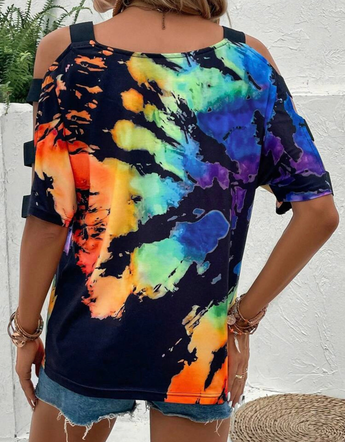 Tie Dye Bliss Cold Shoulder Top