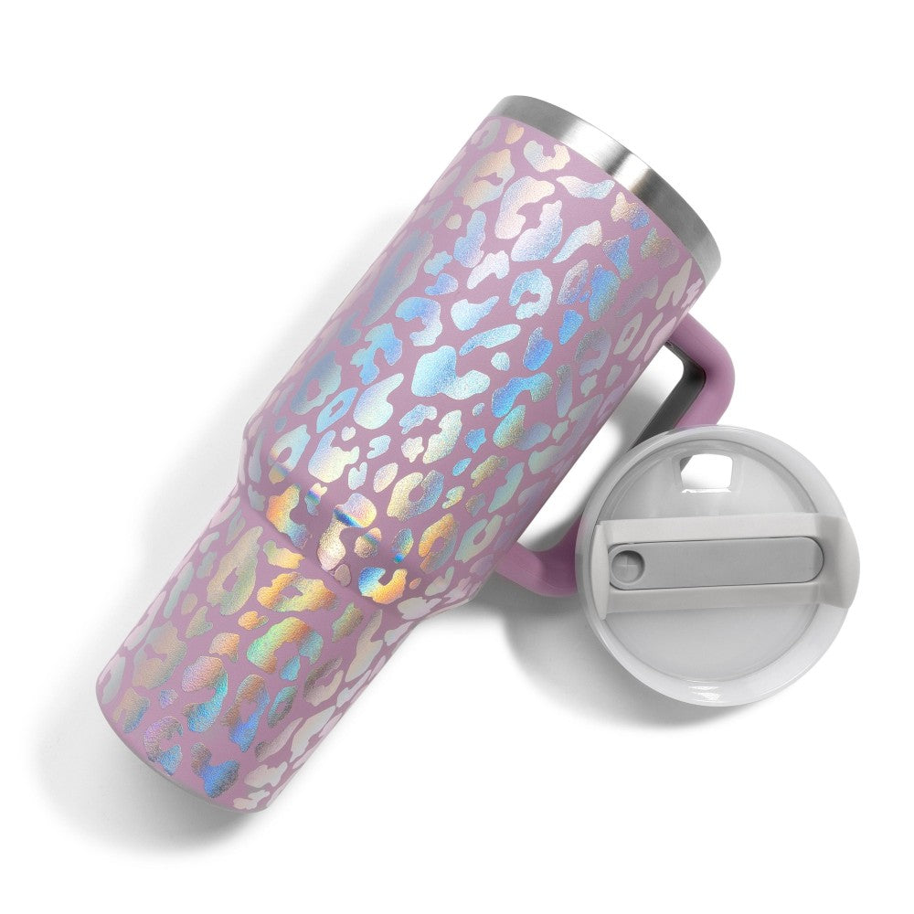 Holographic Leopard Print 40oz Tumbler W/ Handle