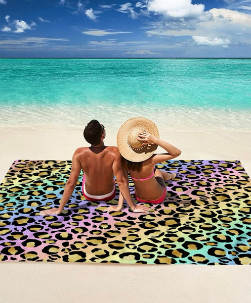 Multicolored Leopard Beach Blanket
