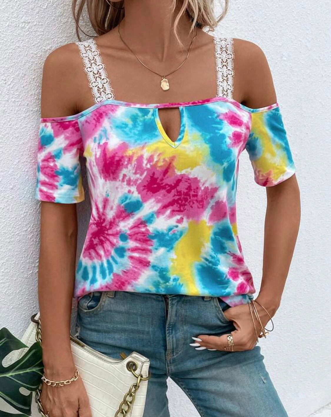 Lacey Cold Shoulder Tie Dye Top