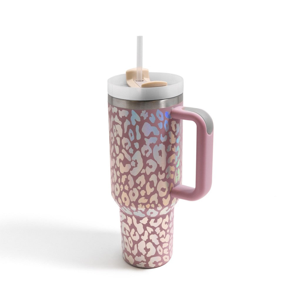 Holographic Leopard Print 40oz Tumbler W/ Handle