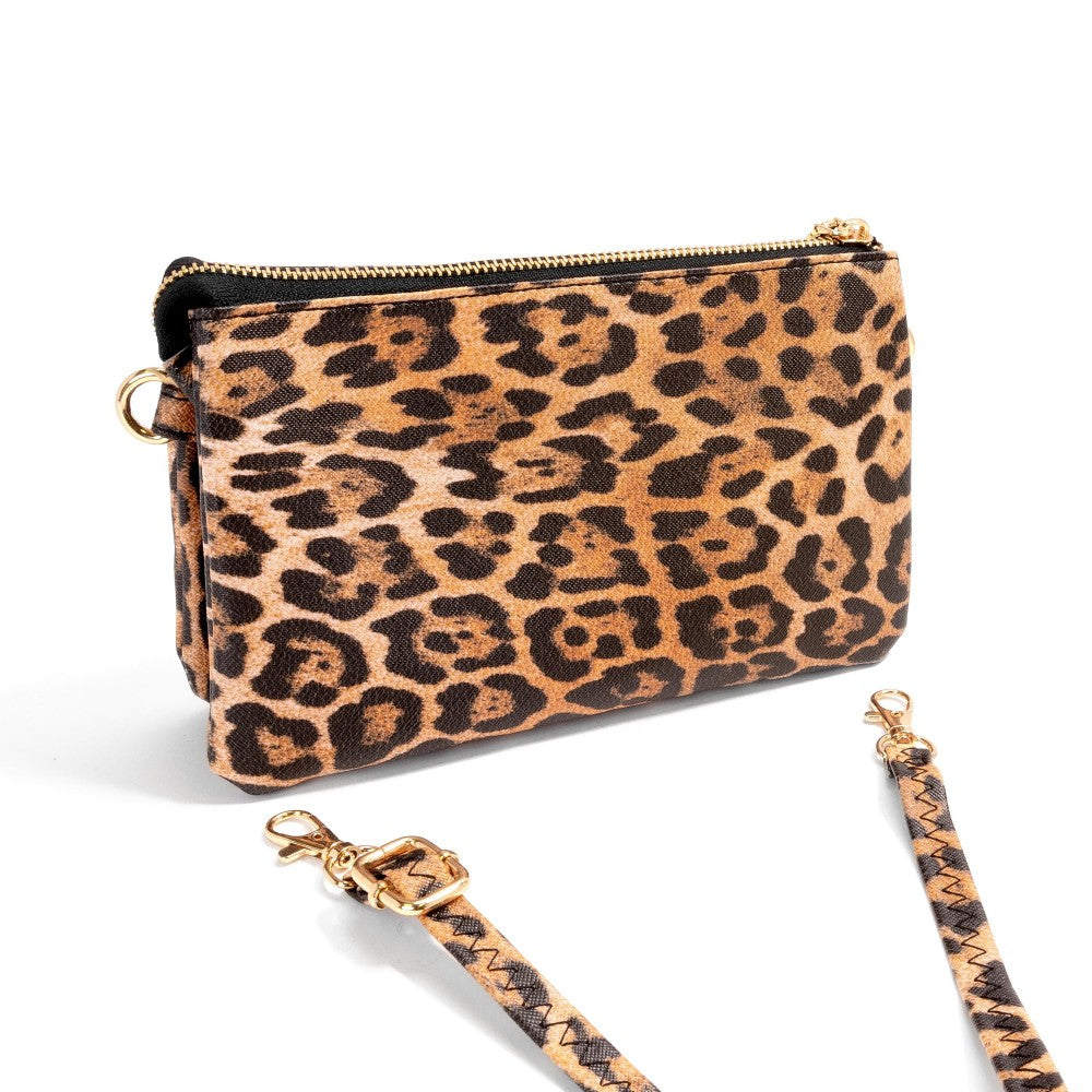 Faux Leather Animal Print Crossbody Purse