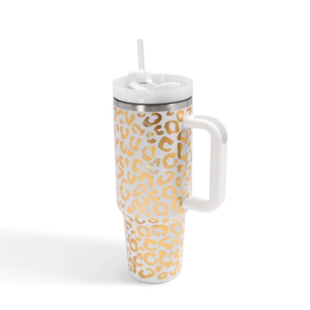 Holographic Leopard Print 40oz Tumbler W/ Handle
