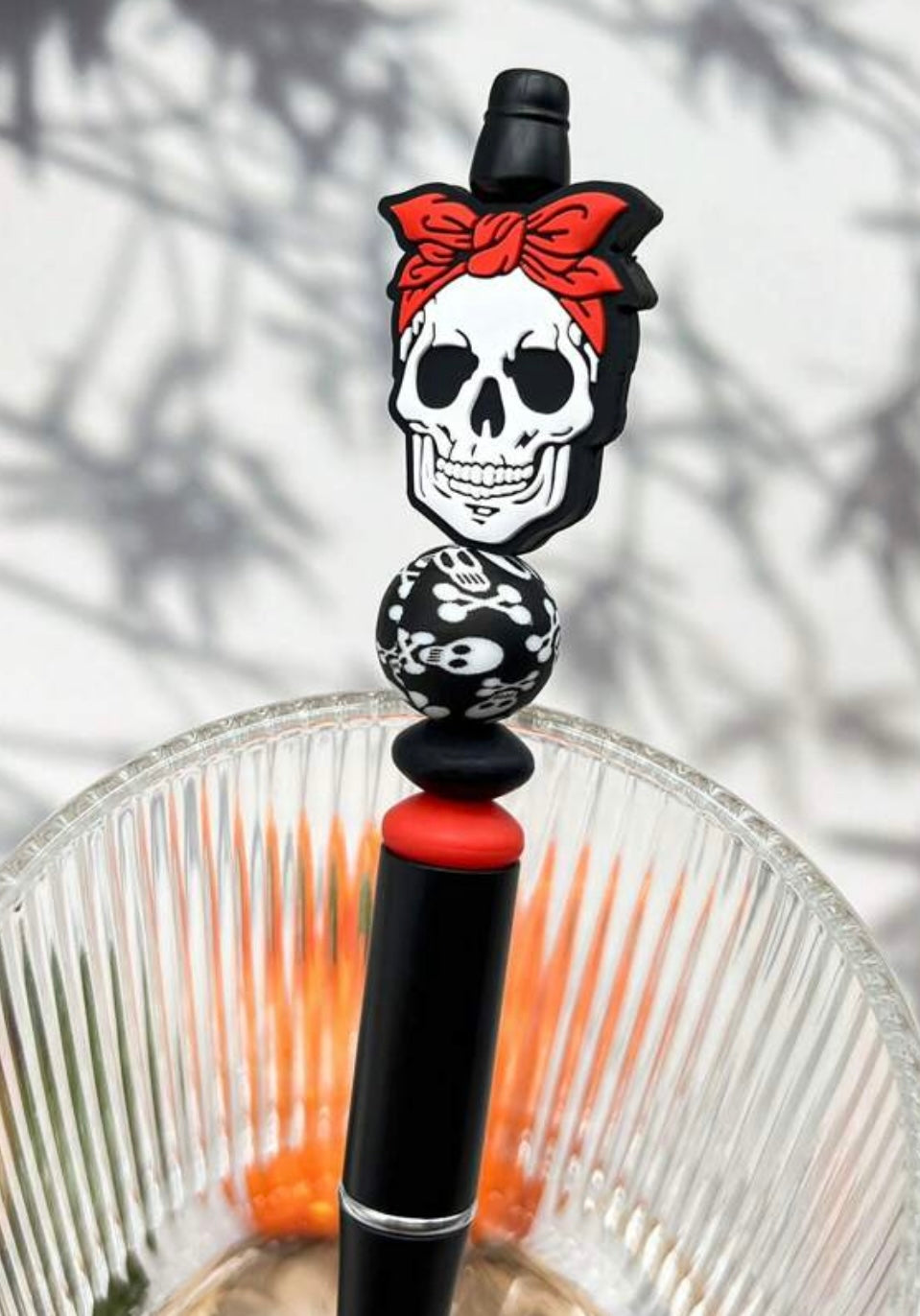 Matching Skull Beaded Pen + Keychain