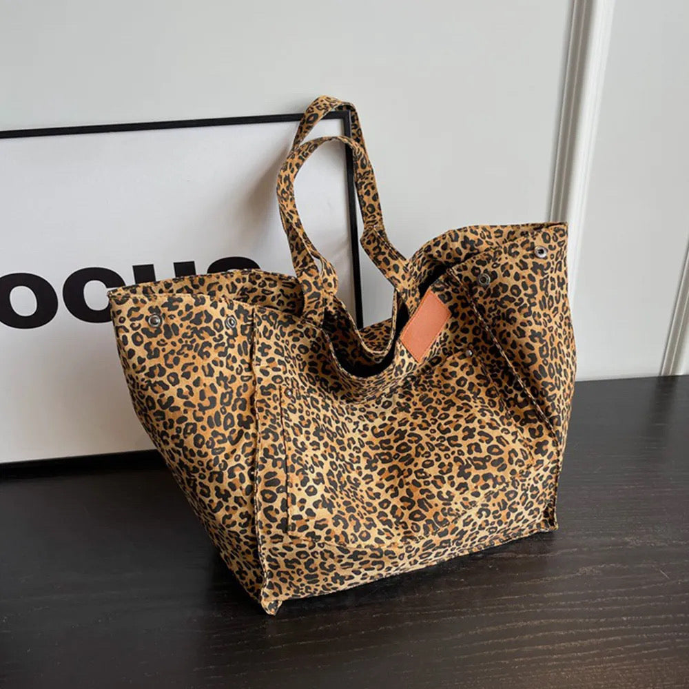 Runaway Leopard Canvas Tote Bag