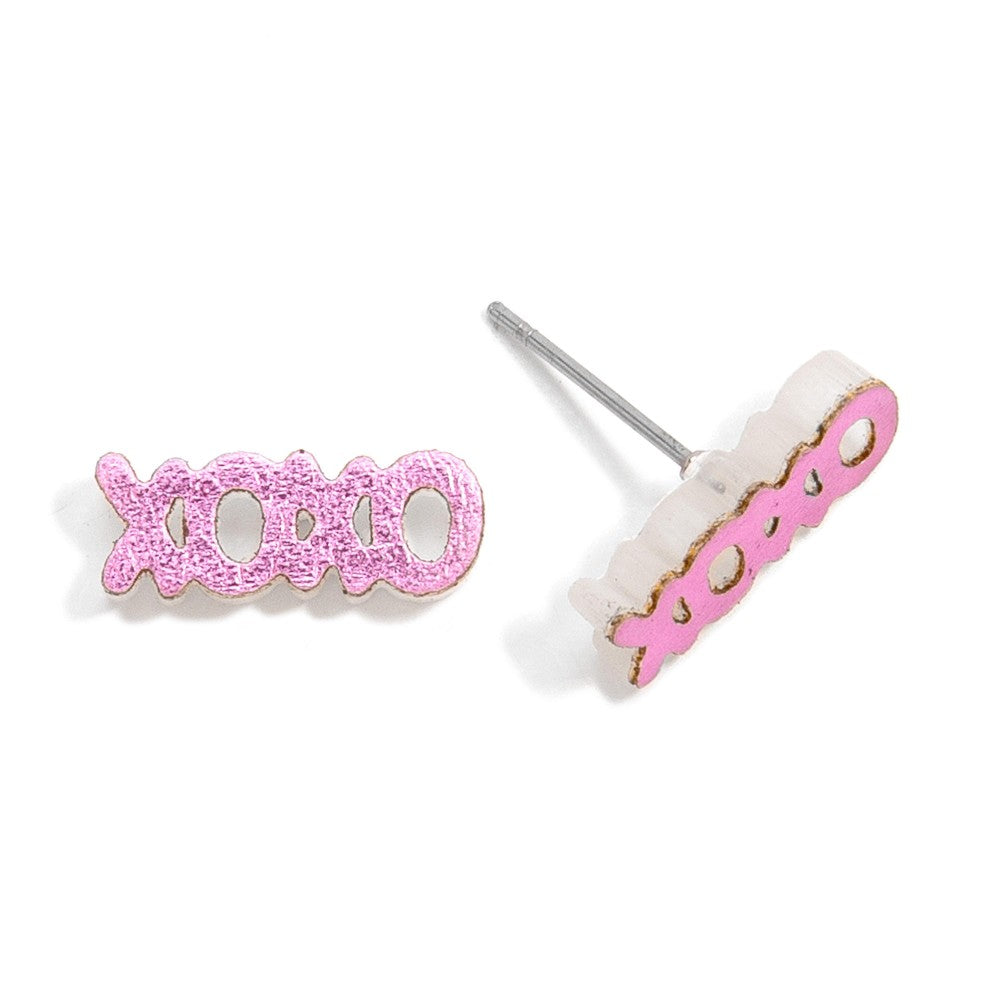 Metallic Leather Cut XOXO Earrings