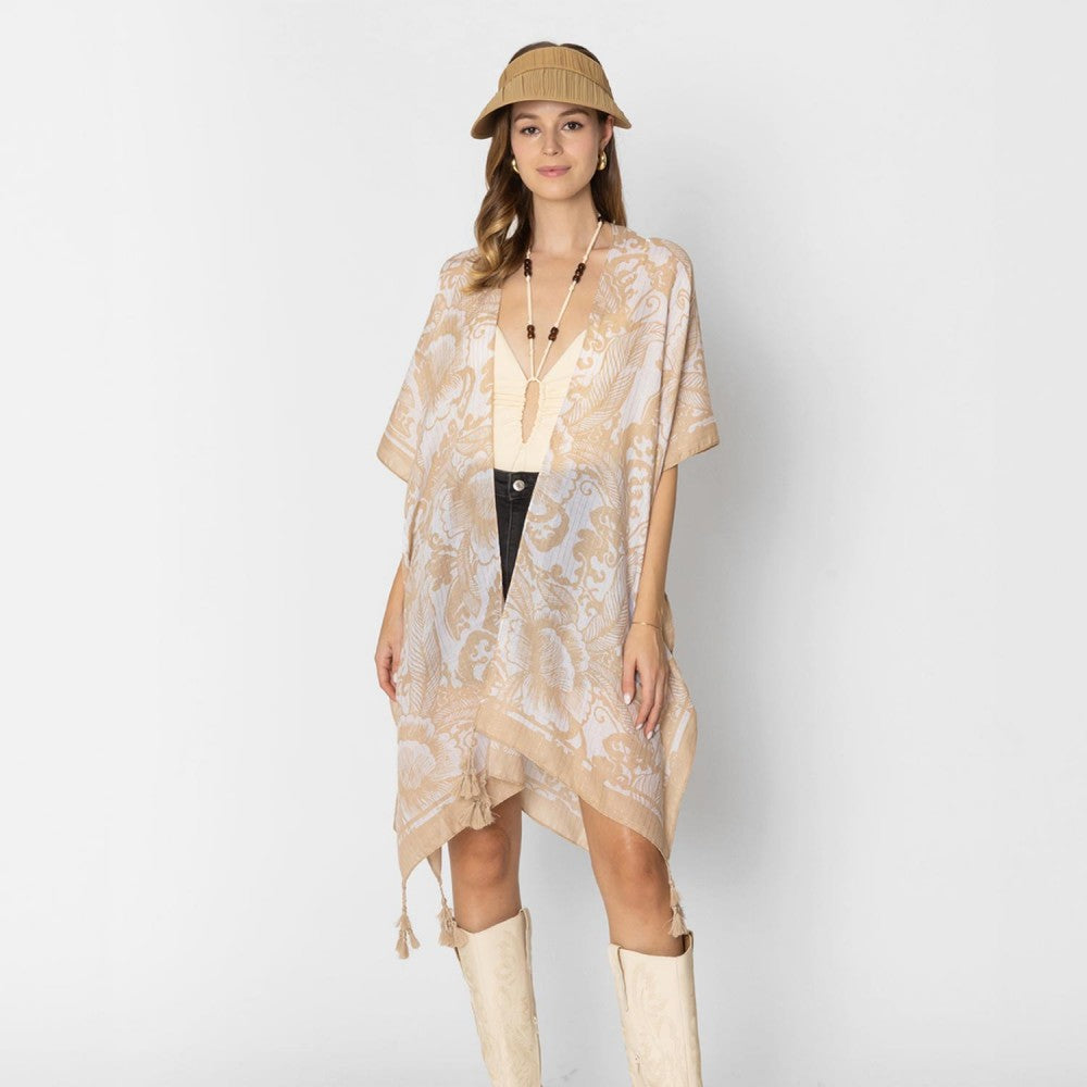 Do Everything In Love Floral Print Kimono With Tassel & Tinsel