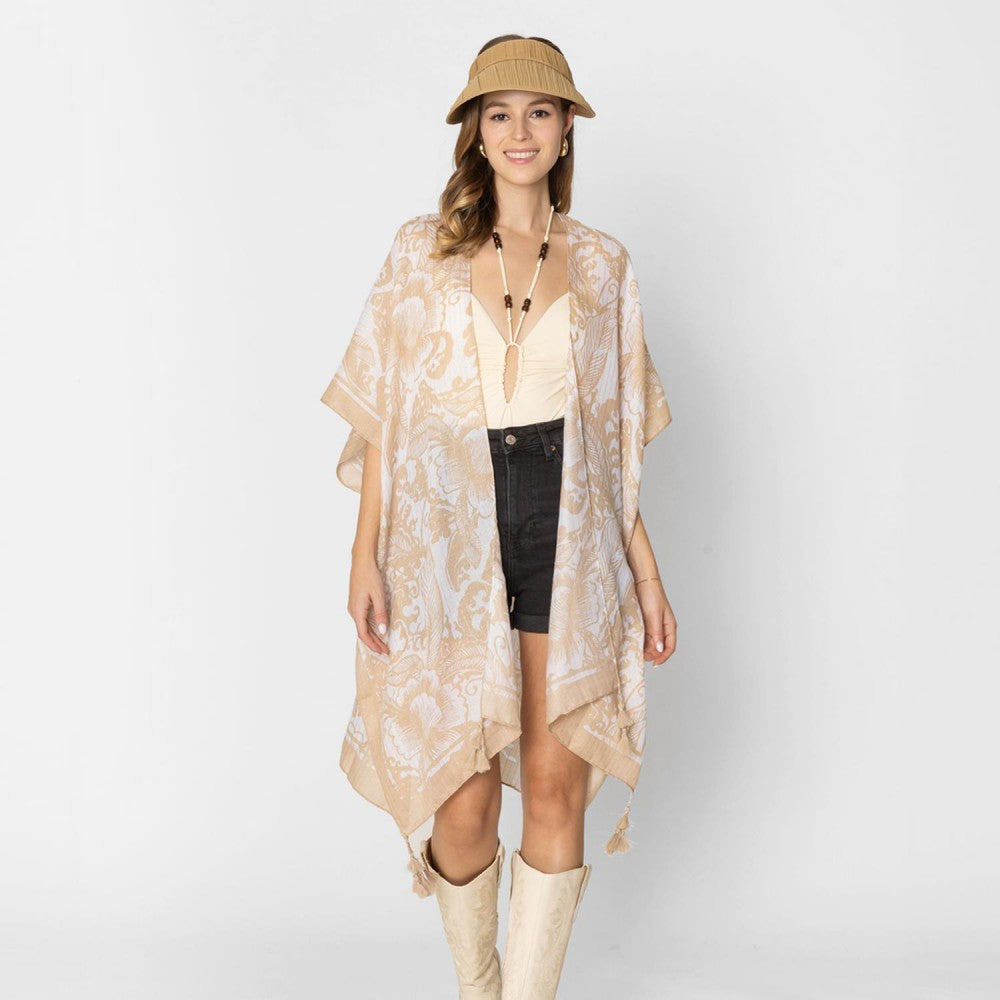 Do Everything In Love Floral Print Kimono With Tassel & Tinsel