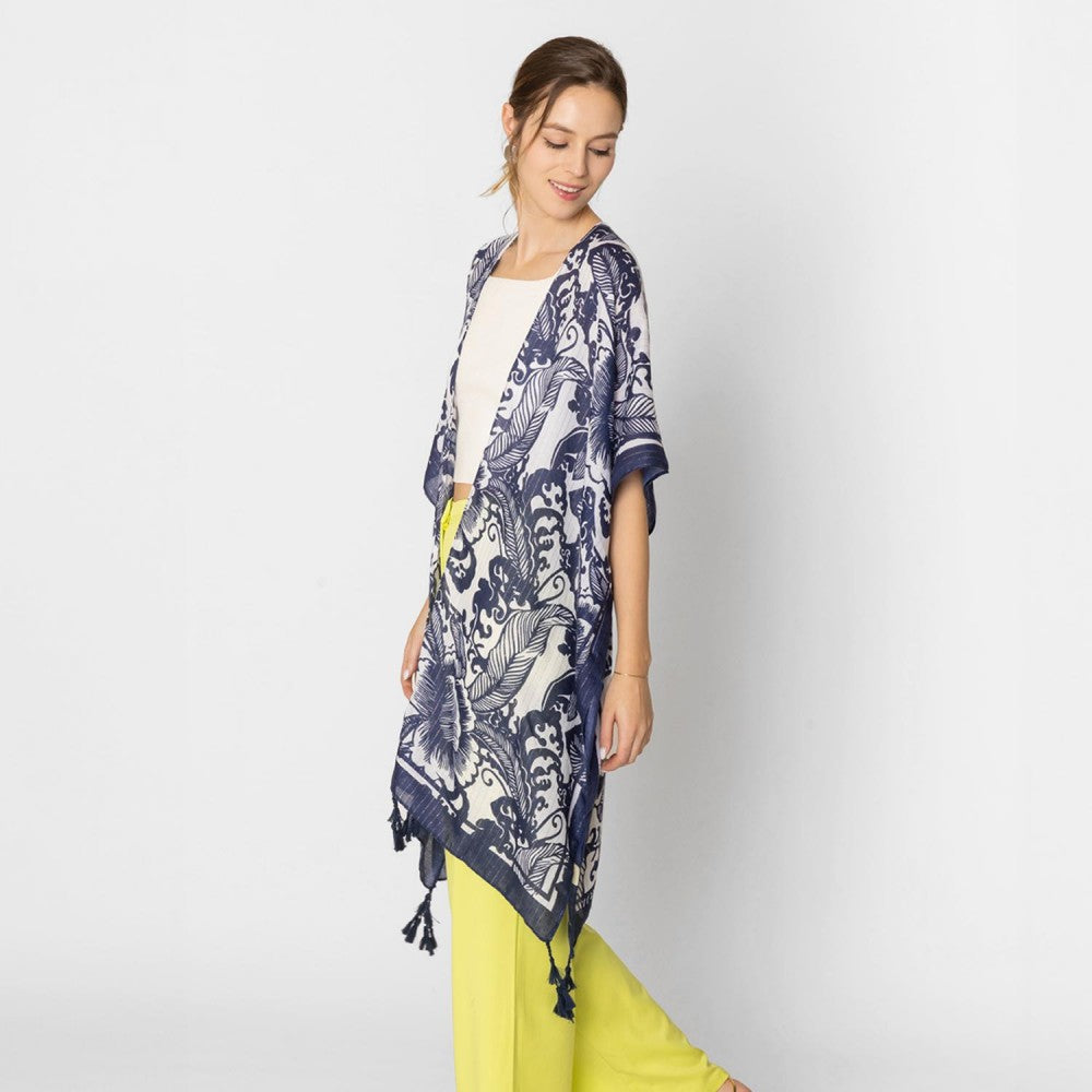 Do Everything In Love Floral Print Kimono With Tassel & Tinsel