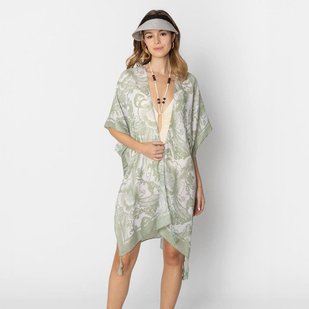 Do Everything In Love Floral Print Kimono With Tassel & Tinsel