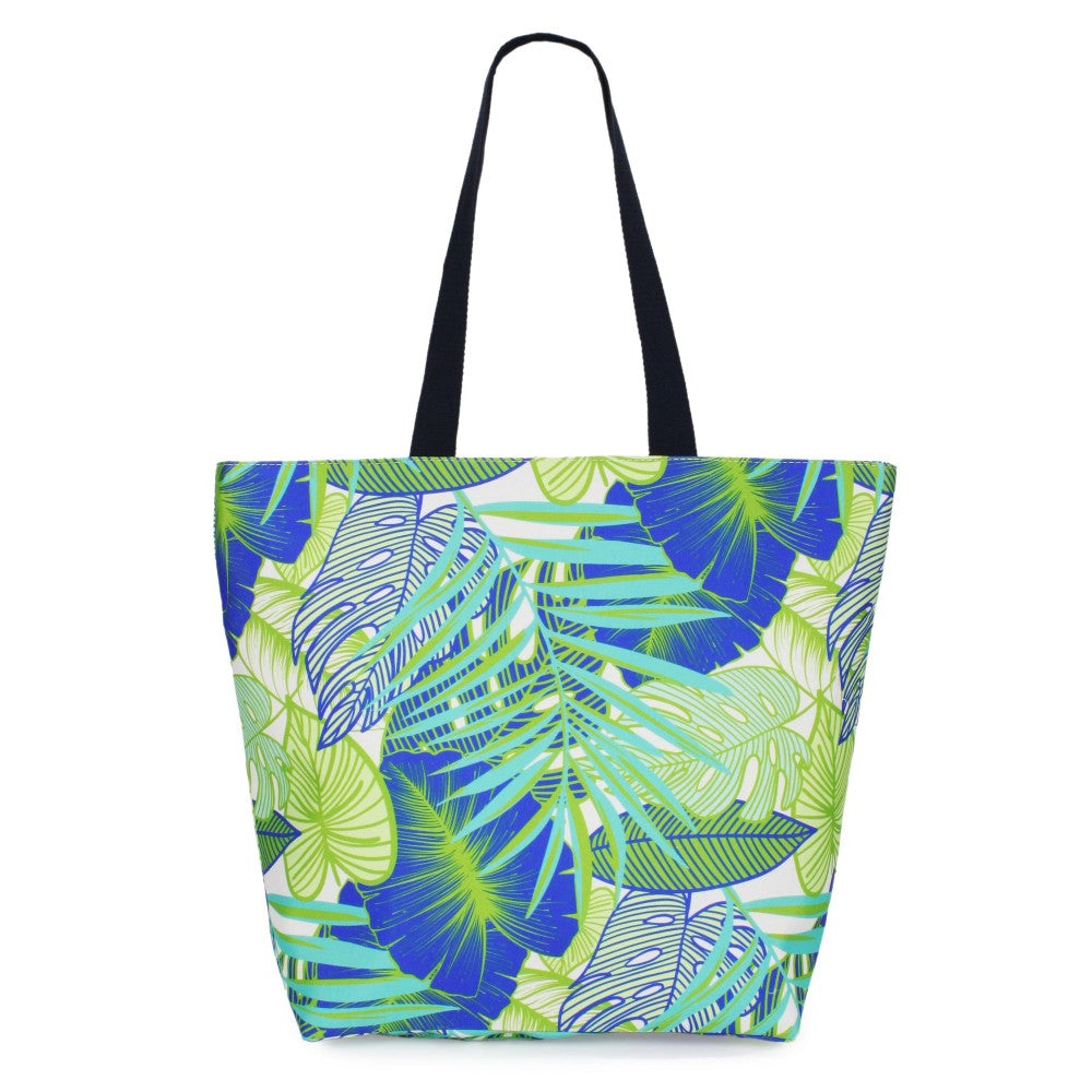 Palm Leaf Printed Canvas Beach Bag