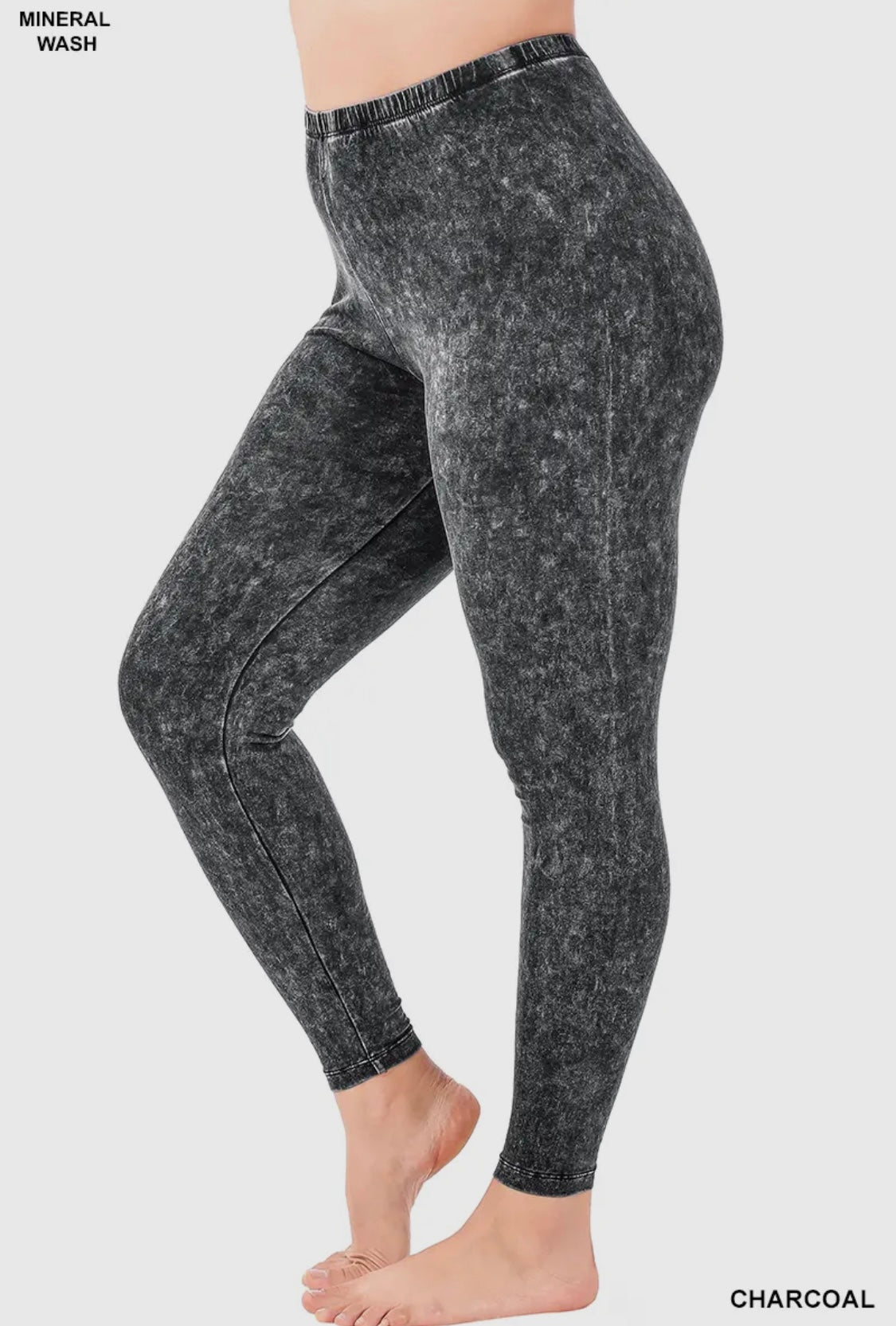 Zenana Mineral Washed Leggings- Curvy