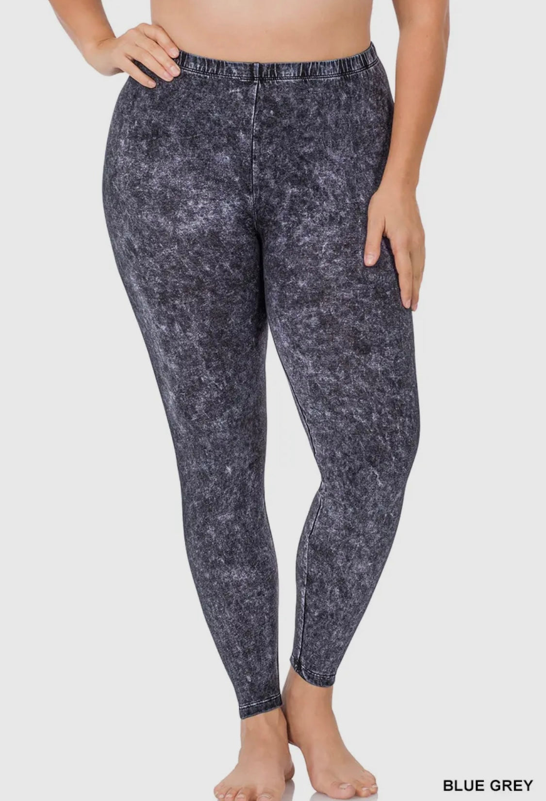 Zenana Mineral Washed Leggings- Curvy