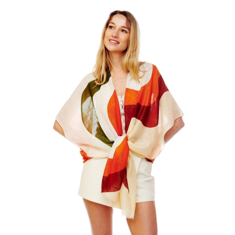 Wavy Stripe Lightweight Kimono With Frayed Edge