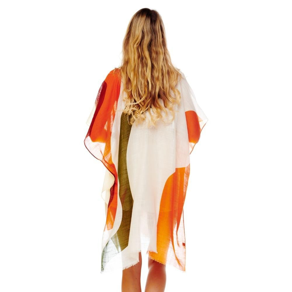 Wavy Stripe Lightweight Kimono With Frayed Edge