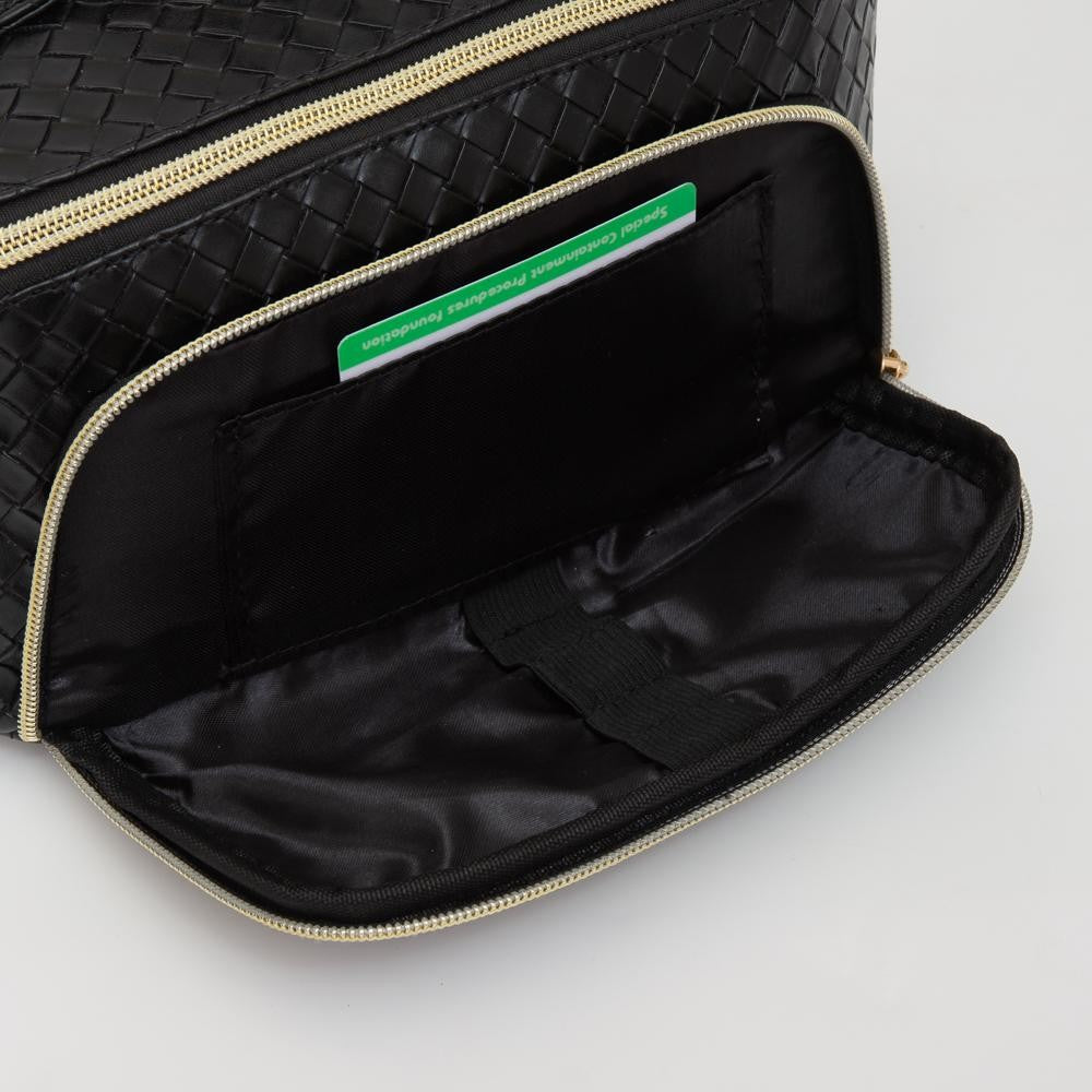 Woven Vegan Leather Travel Makeup Bag