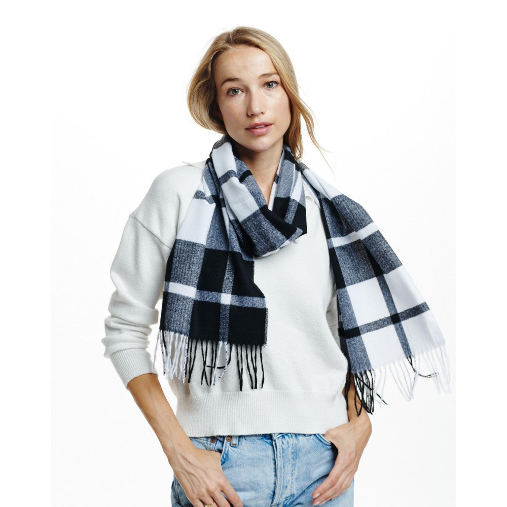 Soft Plaid Scarf With Tassel Detail