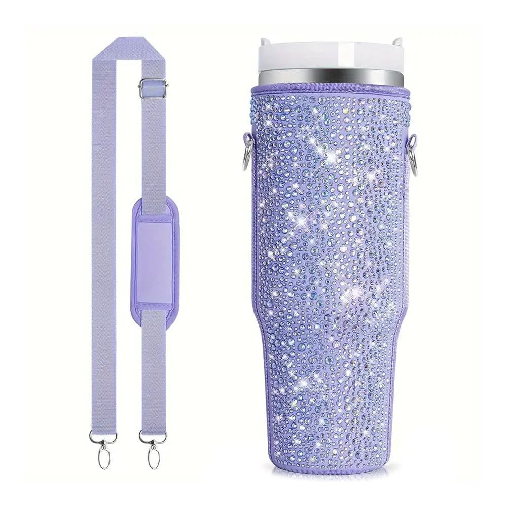 Rhinestone Studded Cross Body Tumbler Cozy Sleeves