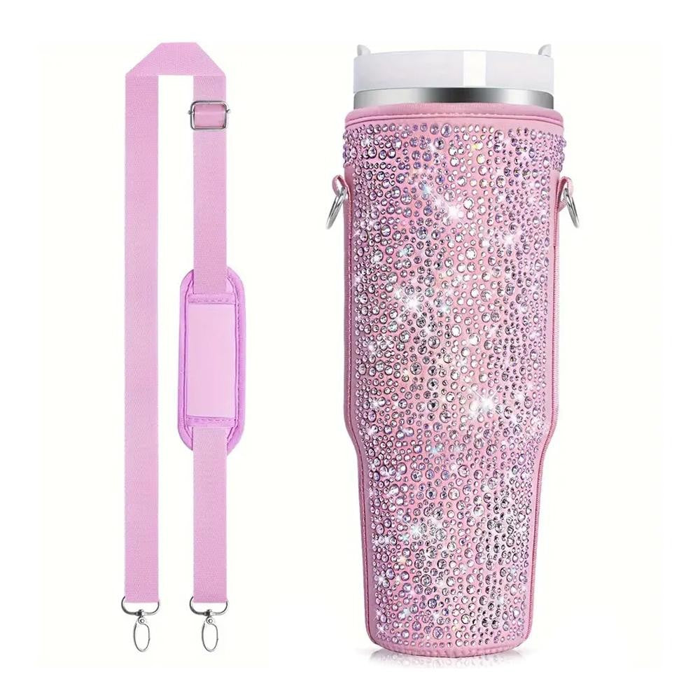 Rhinestone Studded Cross Body Tumbler Cozy Sleeves