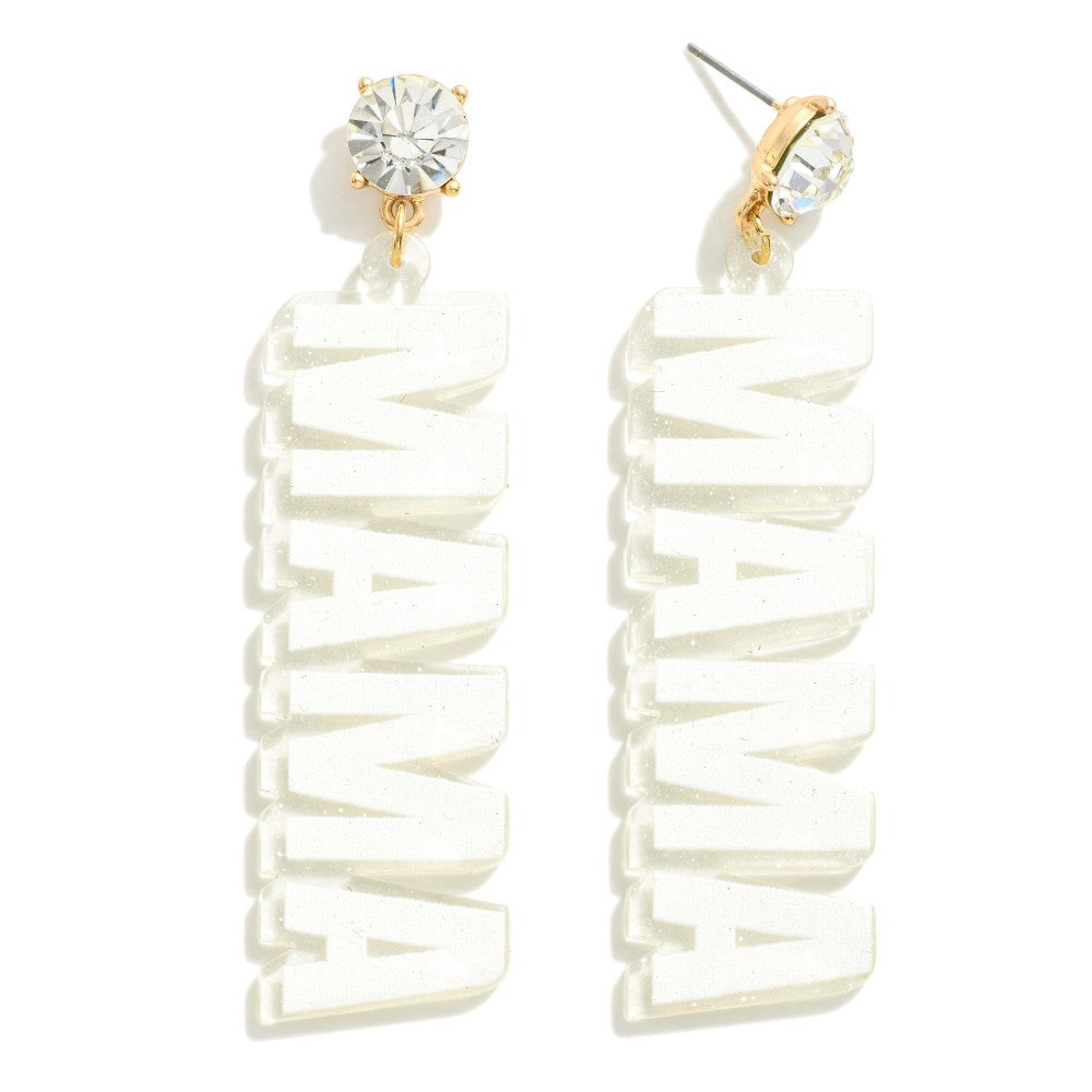 Rhinestone Post MAMA Earrings