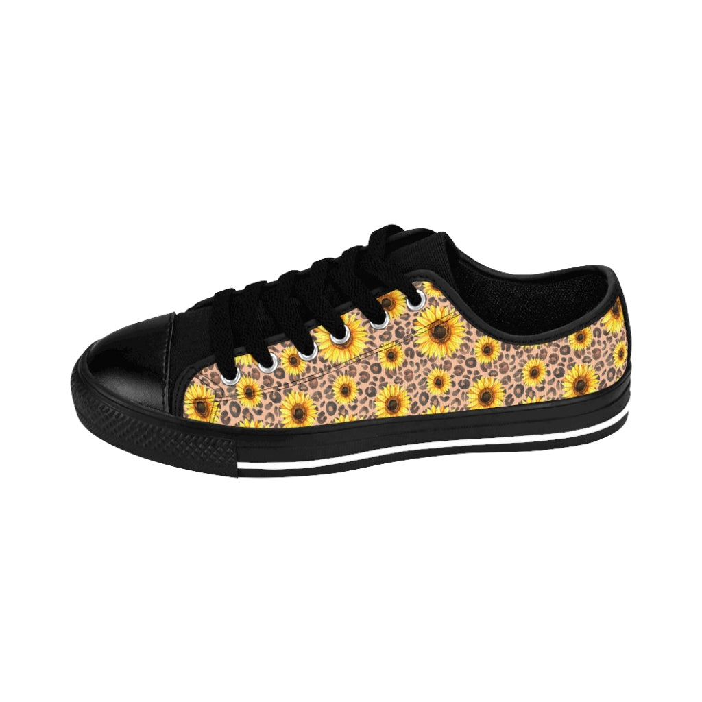 Leopard Print + Sunflowers - Women's Sneakers