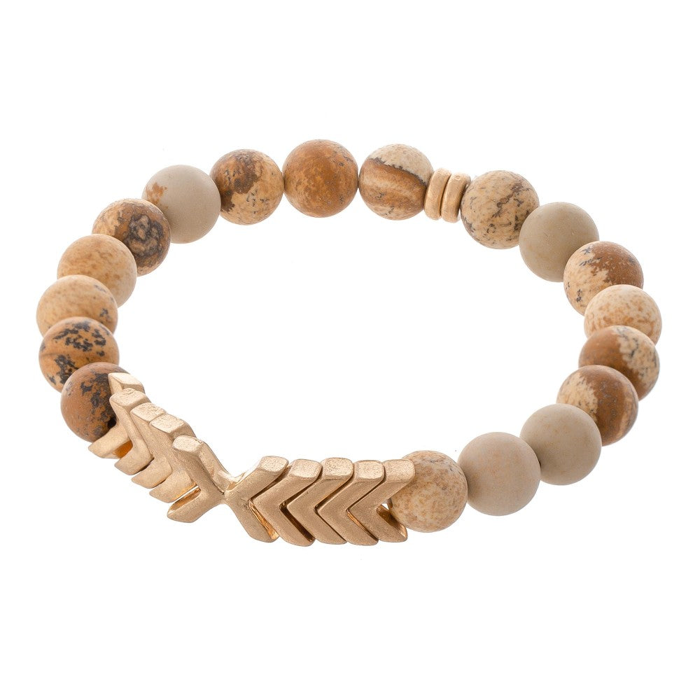 Semi Precious Beaded Arrow Stretch Bracelets-multiple colors