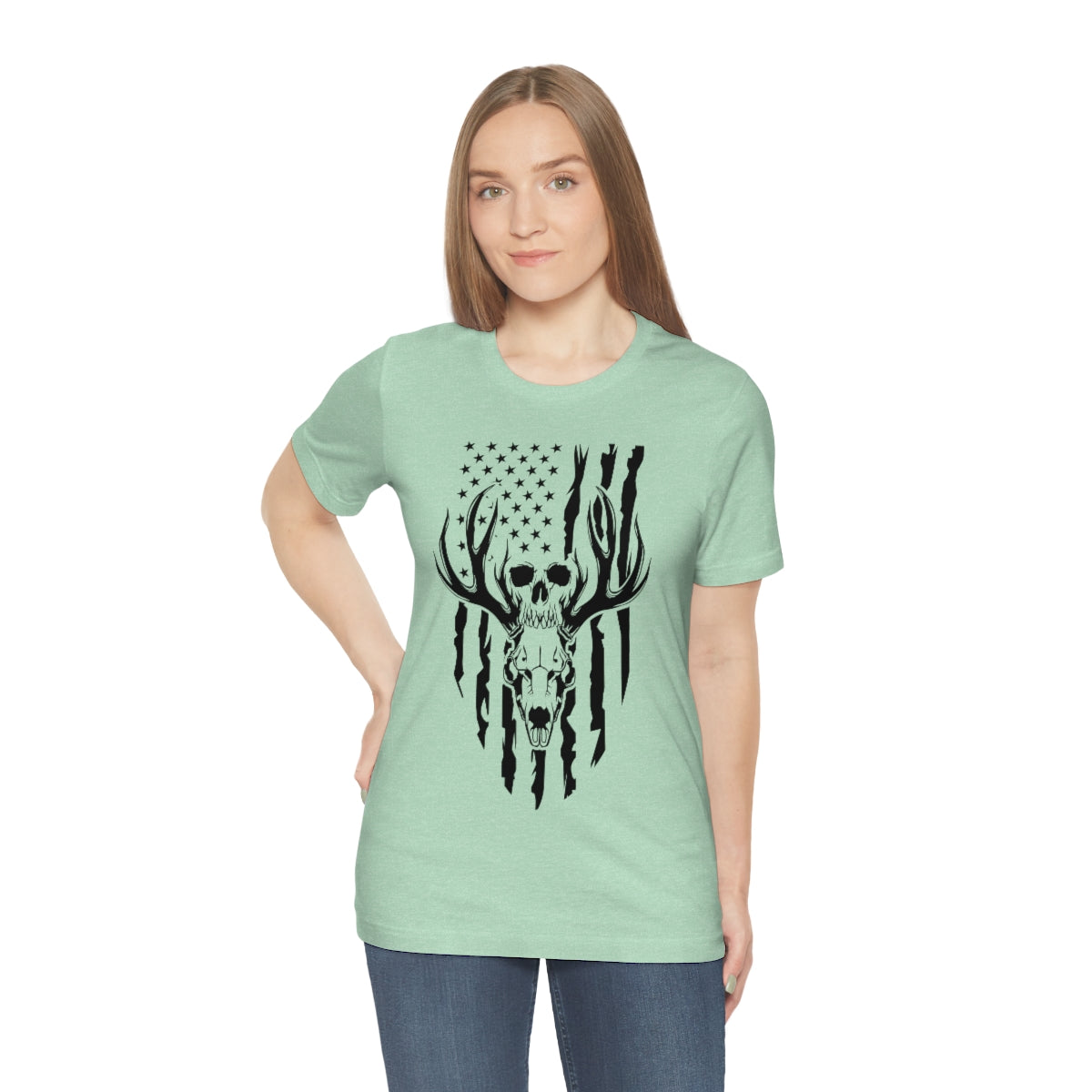 US Deer Skull-Unisex Bella Canvas Jersey Short Sleeve Tee