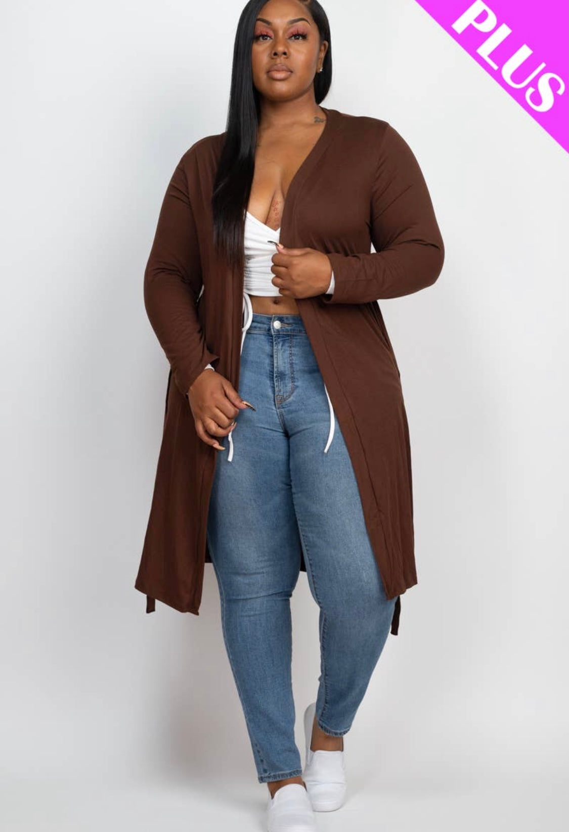 Open Front Belted Cardigan