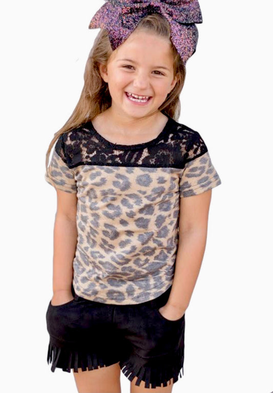 Kids Leopard Lace Up Top