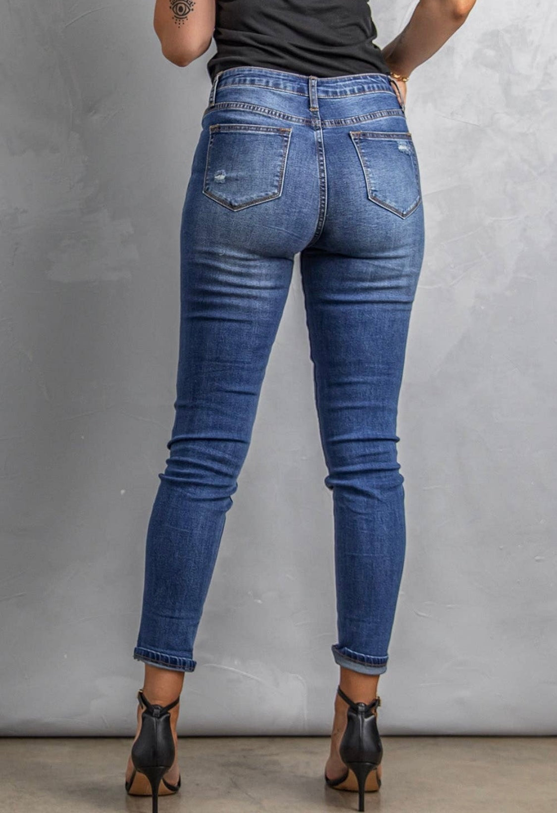 Camo Patch Destroyed Skinny Jeans