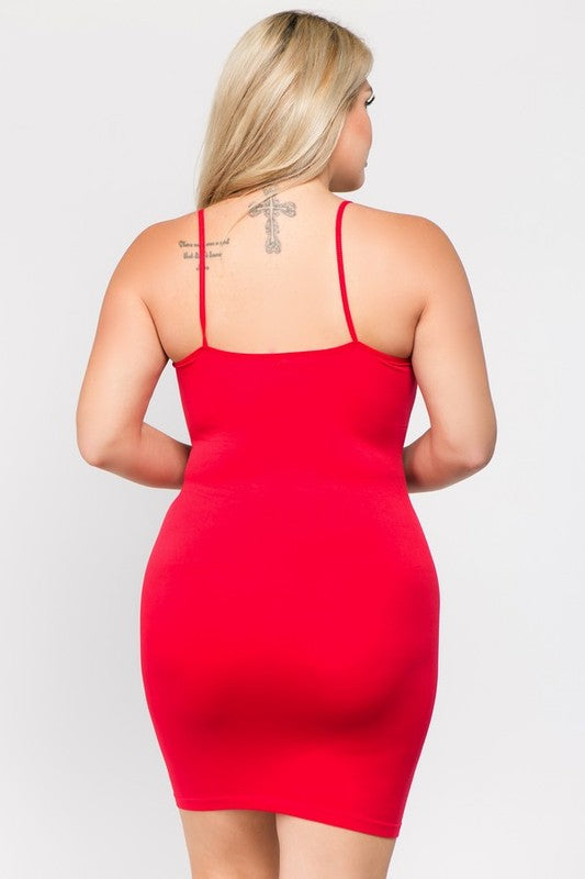 Yelete Plus Size Solid Seamless Long Cami Top/Dress