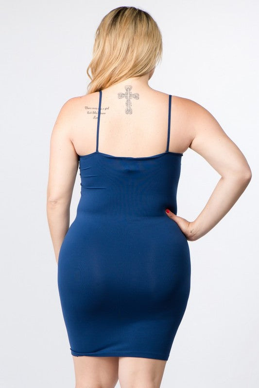 Yelete Plus Size Solid Seamless Long Cami Top/Dress