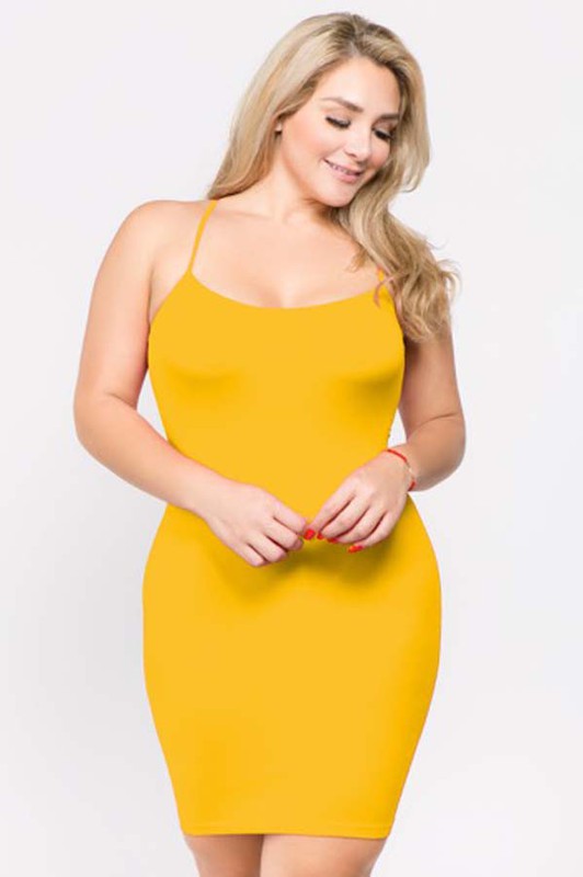Yelete Plus Size Solid Seamless Long Cami Top/Dress