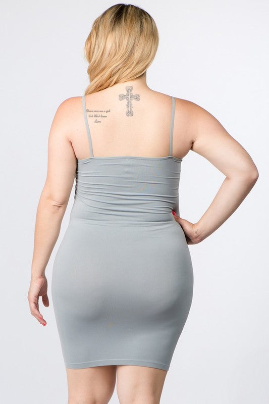 Yelete Plus Size Solid Seamless Long Cami Top/Dress