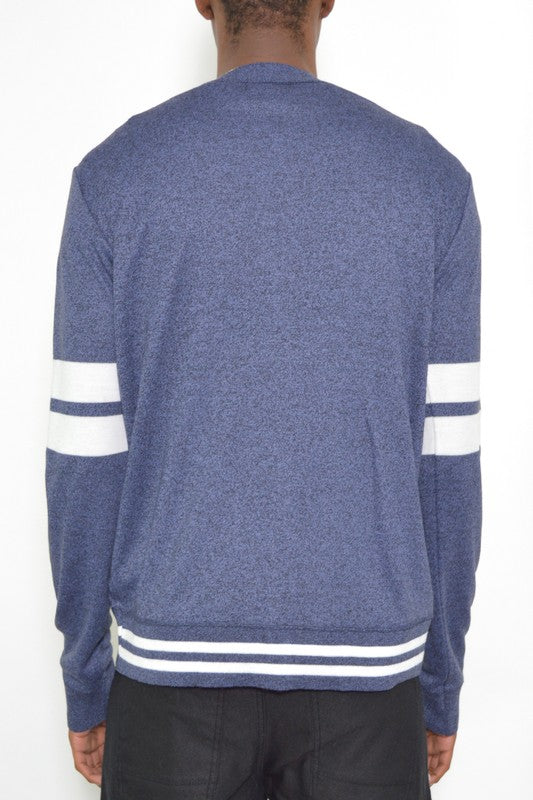 Mens Two Stripe Buttoned Cardigan