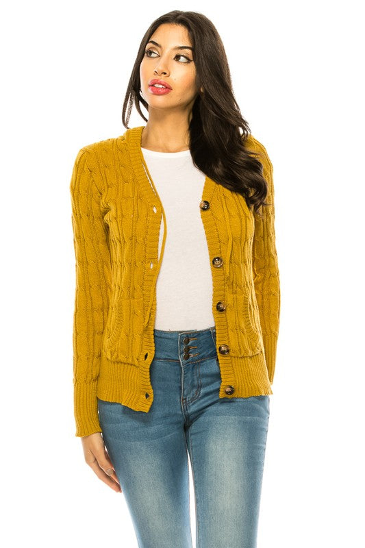 Cable Knit Sweater Hooded Cardigan - Curvy