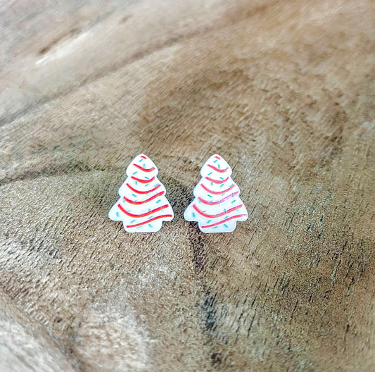 Christmas Tree Cake Studded Earrings