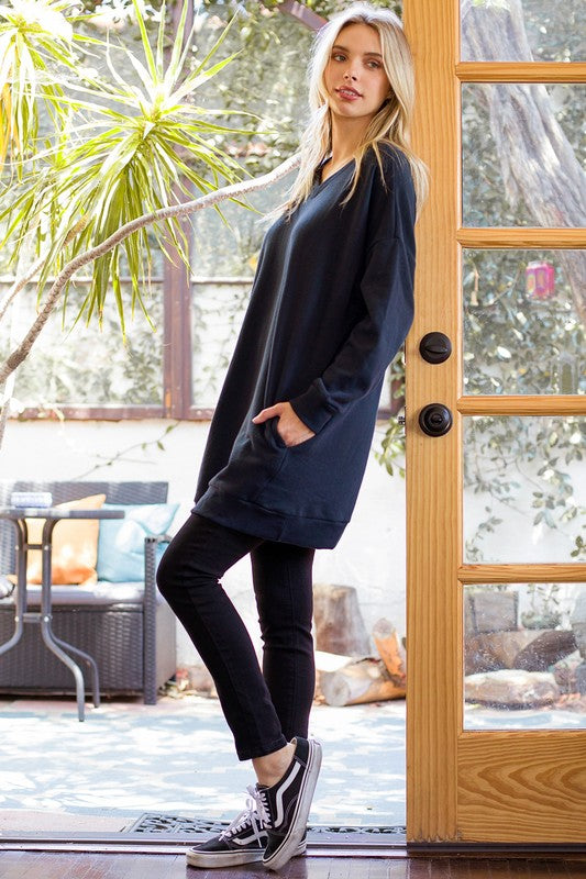 Oversized V Neck Sweatshirt Pullover Tunic