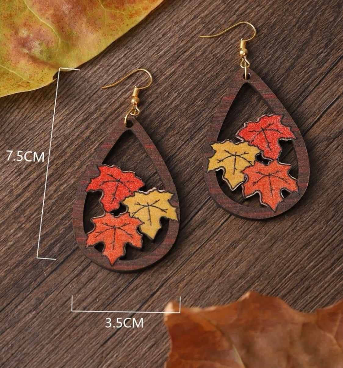 Fall Maple Leaf Water Drop Earrings
