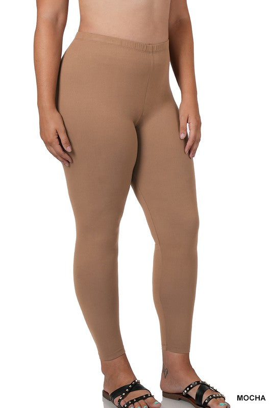 ZENANA BRUSHED DTY MICROFIBER FULL LENGTH LEGGINGS-Curvy