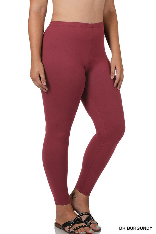 ZENANA BRUSHED DTY MICROFIBER FULL LENGTH LEGGINGS-Curvy
