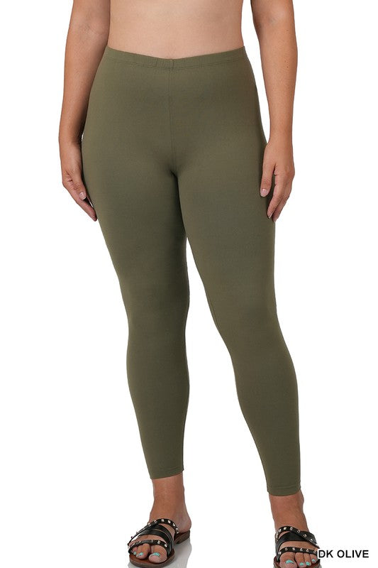ZENANA BRUSHED DTY MICROFIBER FULL LENGTH LEGGINGS-Curvy