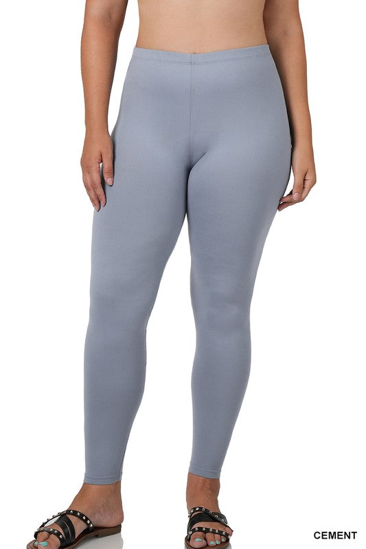ZENANA BRUSHED DTY MICROFIBER FULL LENGTH LEGGINGS-Curvy
